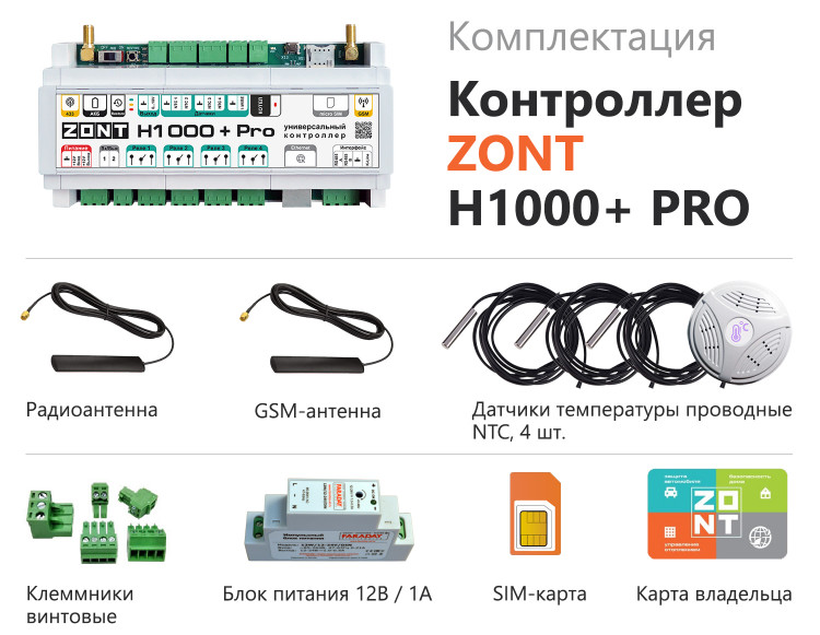 ZONT H1000+ PRO комплект поставки